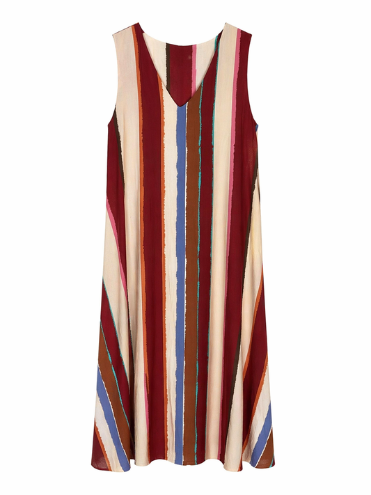 Vestido a rayas escote pico
