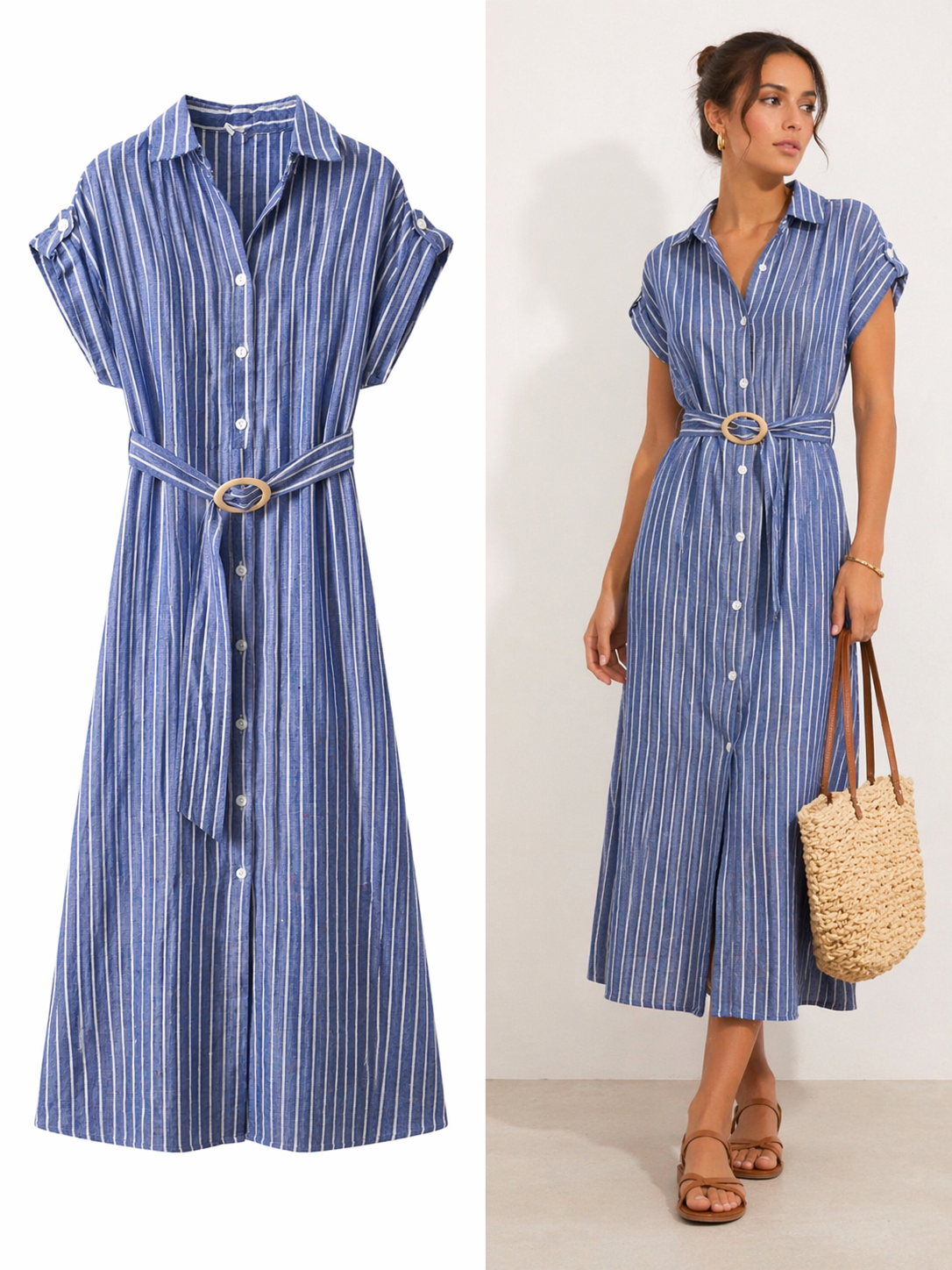 Vestido camisero rayas