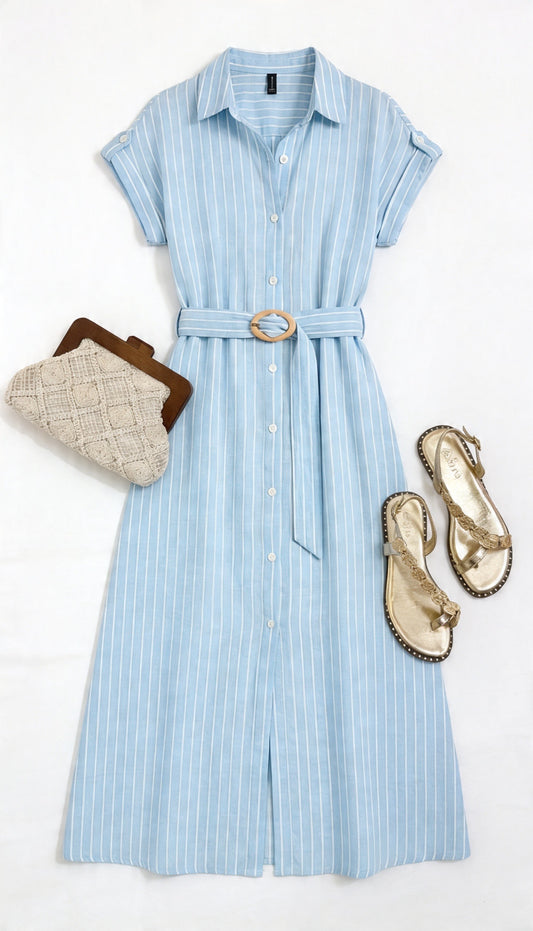 Vestido camisero rayas