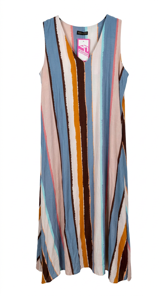 Vestido a rayas escote pico
