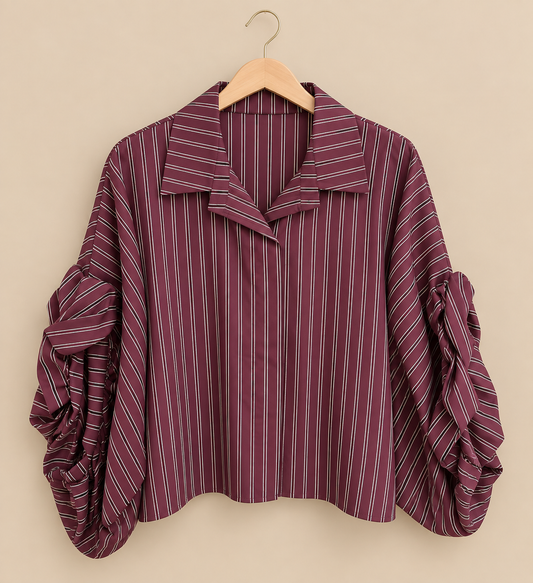 Blusa manga abullonada rayas