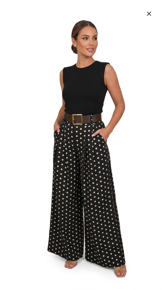 Pantalón palazo lunares