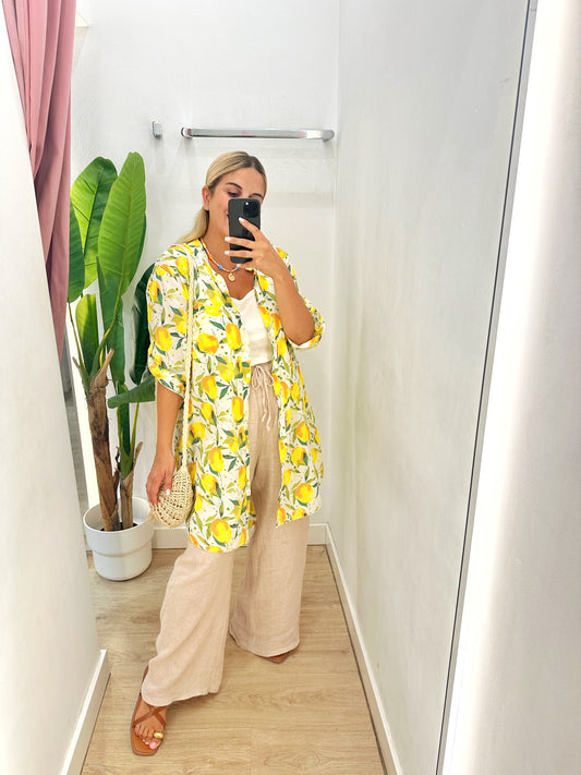 Vestido camisero o sobrecamisa limones