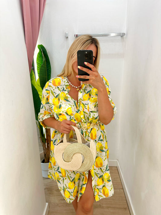 Vestido camisero limones