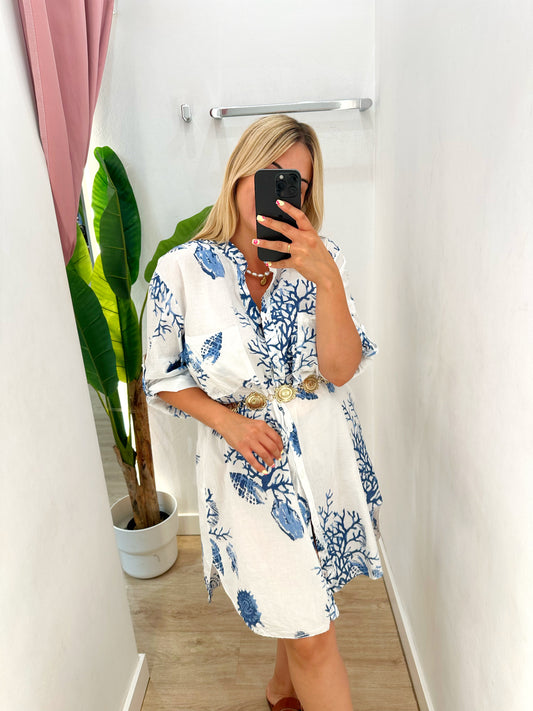 Vestido camisero corales