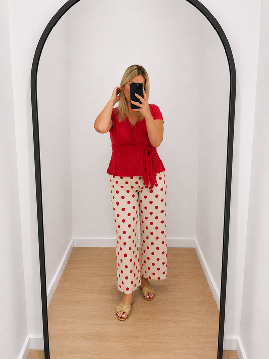 Pantalón lunares rojos