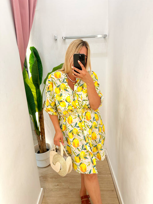Vestido camisero limones