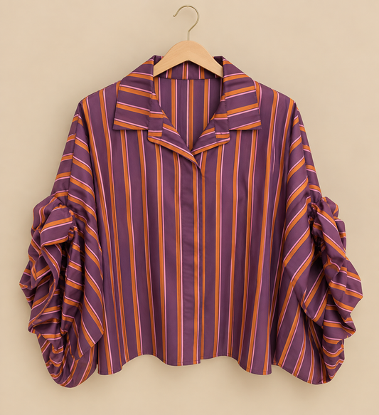 Blusa manga abullonada rayas