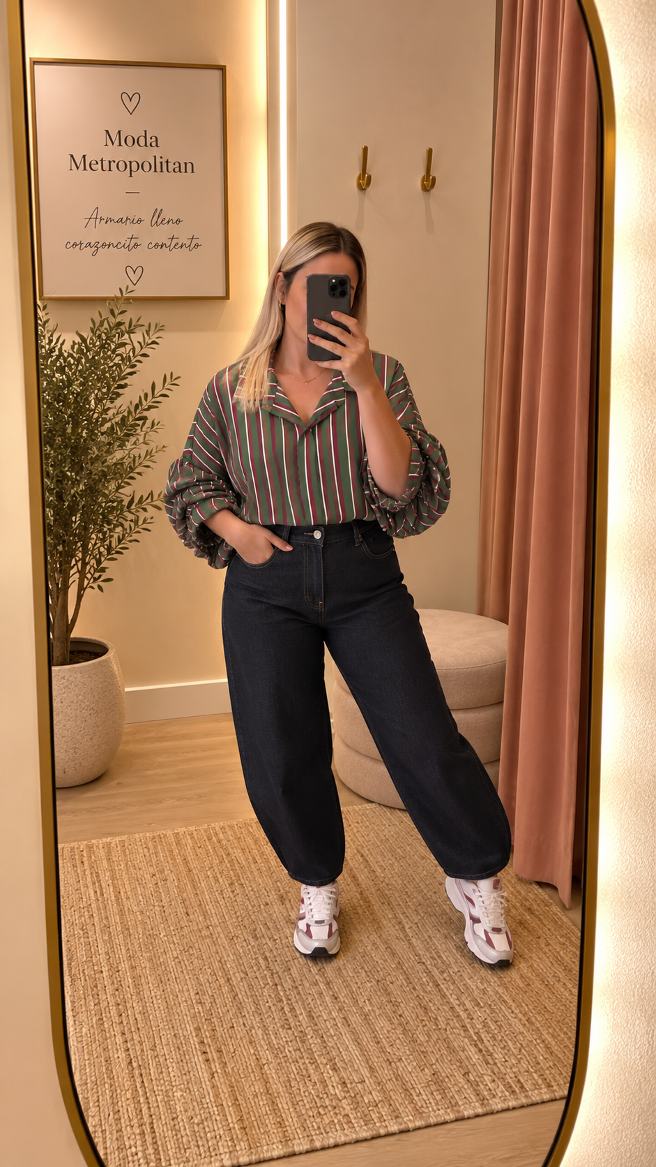 Blusa manga abullonada rayas
