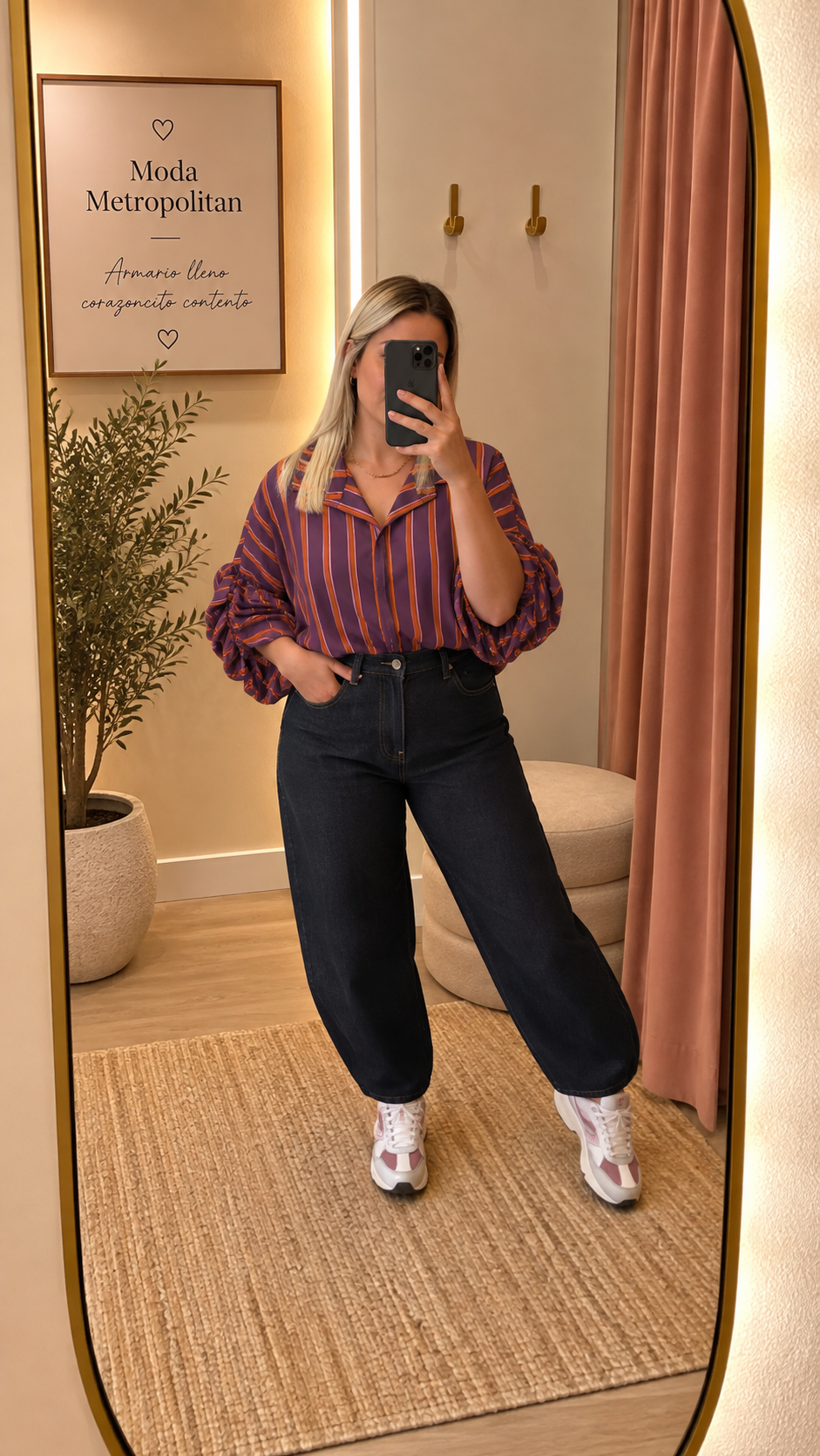 Blusa manga abullonada rayas