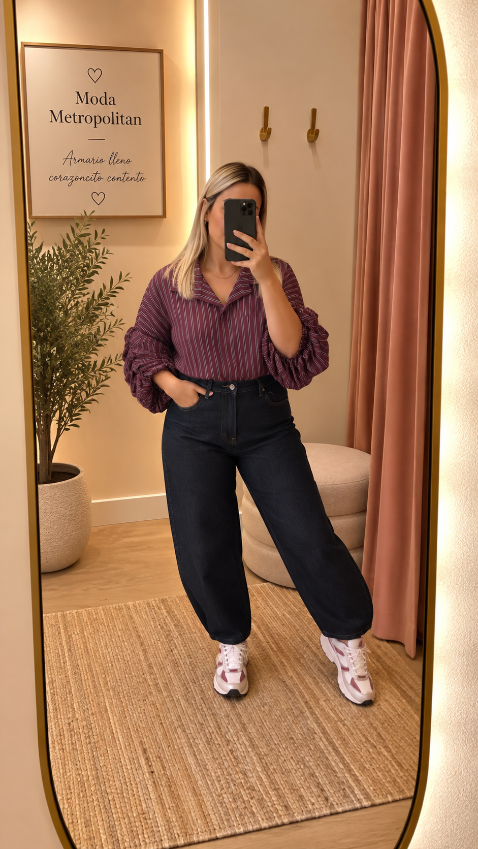 Blusa manga abullonada rayas