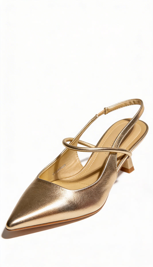 Tacón dorado destalonado