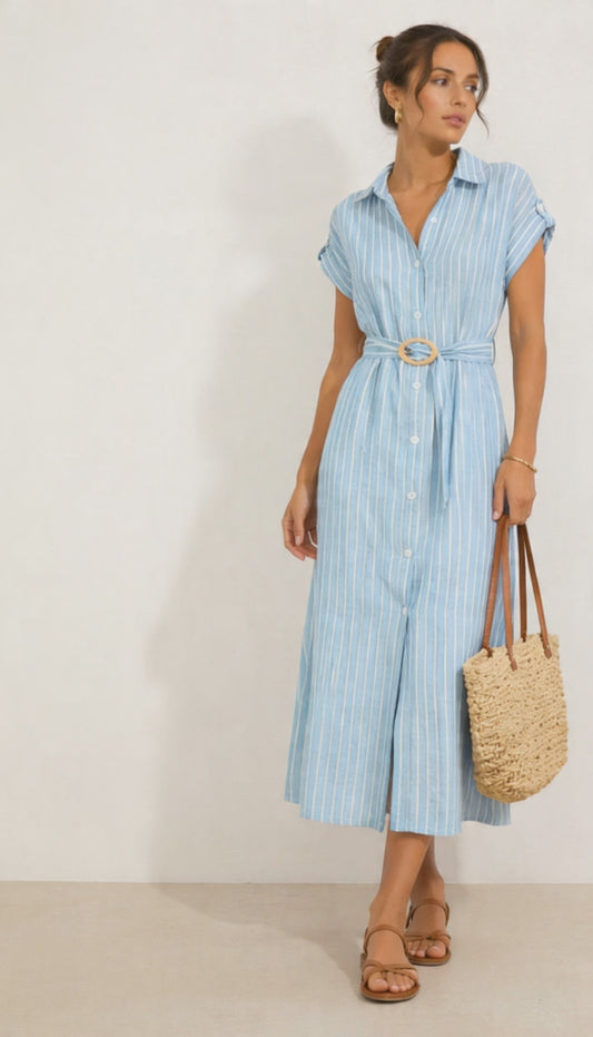 Vestido camisero rayas